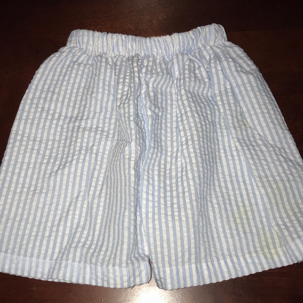Baby blue and white seersucker shorts